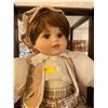 Image 2 : Collectible Porcelain Doll In Wooden Glass Display Case With Front Door Opening 10.5Lx10.5Dx14H