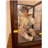 Image 4 : Collectible Porcelain Doll In Wooden Glass Display Case With Front Door Opening 10.5Lx10.5Dx14H
