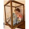 Image 3 : Collectible Porcelain Doll In Wooden Glass Display Case 11Lx13Dx16H