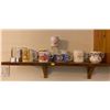 Image 1 : Wooden Shelf With Collectible Mugs 29Lx12Dx8H