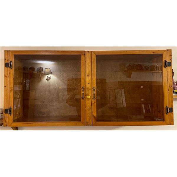 Vintage Hand Crafted Display Case With 2 Cabinet Glass Doors 53Lx13Dx28H