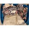 Image 4 : Assorted Sewing Supplies - Fabric, Needles, Yarn, Thread, Bin Of Fabric Scraps & More
