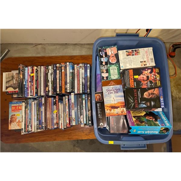 Misc VHS & DVDs - Comes With Rubbermaid Container