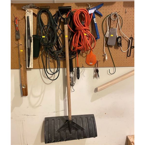 Assorted Collection Of Household Garage Items - Extension Cords, Shovel, & More