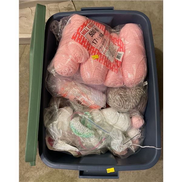 Assorted Collection Of Yarn - Comes With Rubbermaid Storage Container & Lid