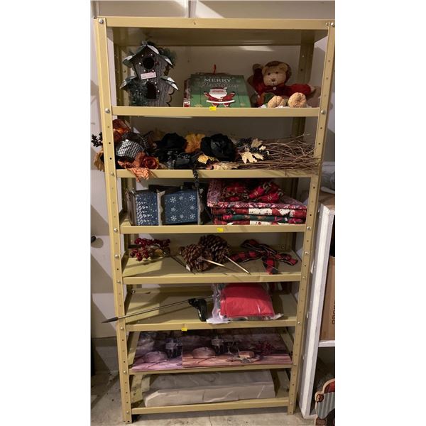 Metal Utility Shelf With Assorted Holiday Decor 30Lx12Dx61H