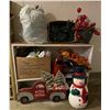 Image 1 : Wooden Handmade Shelf With Assorted Christmas Decor 48LX12Dx37H