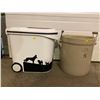 Image 1 : Assortment Of Containers - Animal Food Storage Bin, & Ceramic 5 Gallon Canister With Handles