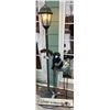 Image 1 : Outdoor Patio Decor- Rod Iron Table 24H, Ceramic Dog, Outdoor Patio Street Lamp 58H