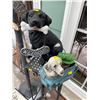Image 3 : Outdoor Patio Decor- Rod Iron Table 24H, Ceramic Dog, Outdoor Patio Street Lamp 58H