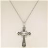 Image 3 : 14k White Gold .70 ctw Fancy Brown Diamonds on Black Cross Pendant w/ 18" Chain