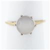 Image 1 : Antique Victorian 14k Gold 8.3mm Round Cabochon Moonstone 6-Prong Solitaire Ring
