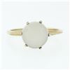 Image 4 : Antique Victorian 14k Gold 8.3mm Round Cabochon Moonstone 6-Prong Solitaire Ring