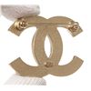 Image 3 : Chanel Pink White Striped CC Enamel Brooch