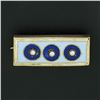 Image 2 : Antique 14k Yellow Gold Cultured Seed Pearl & Blue Enamel Rectangular Pin Brooch