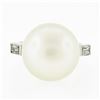 Image 6 : Vintage Platinum GIA 14mm Saltwater White Pearl Solitaire Baguette Diamond Ring