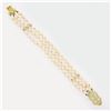 Image 5 : 14k Yellow Gold 7.25" 1.25 ctw Diamond Covered Clasp 3 Row Cultured Pearl Bracel