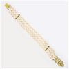 Image 6 : 14k Yellow Gold 7.25" 1.25 ctw Diamond Covered Clasp 3 Row Cultured Pearl Bracel