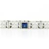 Image 4 : Antique Art Deco 14k White Gold Bezel Set Sapphire Etched Line Filigree Bracelet