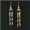 Image 2 : Vintage 18k Gold 4 Strand Amethyst Black Onyx Rondelle Bead Drop Dangle Earrings