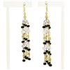Image 3 : Vintage 18k Gold 4 Strand Amethyst Black Onyx Rondelle Bead Drop Dangle Earrings
