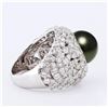 Image 3 : 11mm Tahitian Pearl and 3.00 ctw Diamond 18K White Gold Ring