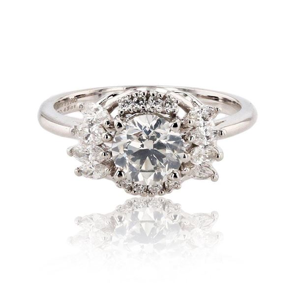 1.00 ctw SI2 CLARITY CENTER Diamond Platinum Ring (1.43 ctw Diamonds) GIA CERTIF