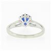 Image 7 : Vintage 14k White Gold 1.26 ctw Round Sapphire Solitaire Open Work Engagement Ri