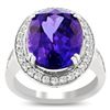 Image 1 : 9.19 ctw DARK Tanzanite and 0.94 ctw Diamond Platinum Ring (GIA CERTIFIED)