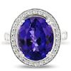 Image 2 : 9.19 ctw DARK Tanzanite and 0.94 ctw Diamond Platinum Ring (GIA CERTIFIED)
