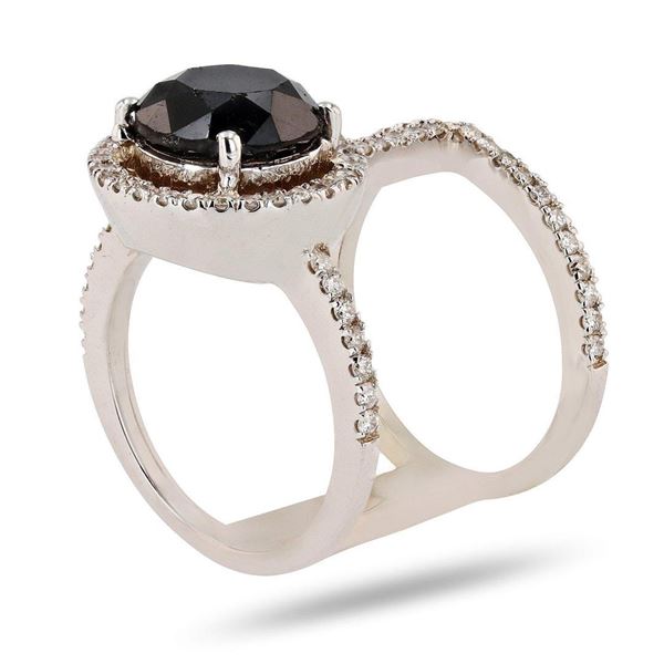3.92 ctw Black Diamond 14K White Gold Ring (4.56 ctw Diamonds)