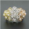 Image 2 : 18K Tri Color Gold 0.75 ctw Round Diamond Flexible Moving Top Floral Textured Ri