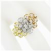 Image 3 : 18K Tri Color Gold 0.75 ctw Round Diamond Flexible Moving Top Floral Textured Ri