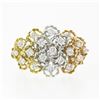 Image 4 : 18K Tri Color Gold 0.75 ctw Round Diamond Flexible Moving Top Floral Textured Ri