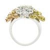 Image 8 : 18K Tri Color Gold 0.75 ctw Round Diamond Flexible Moving Top Floral Textured Ri