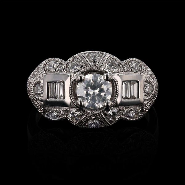 0.53 ctw SI1 CLARITY CENTER Diamond Platinum Unity Ring (1.21 ctw Diamonds)