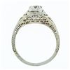 Image 8 : Antique Art Deco 18k White Gold 0.45 ctw European Diamond Solitaire Filigree Rin