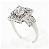 Image 9 : Antique Art Deco Platinum 1.74 ctw Euro Diamond Solitaire & Halo Engagement Ring