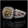 Image 2 : 0.44 ctw CENTER VS1 CLARITY Fancy Deep Yellow Diamond 14K White Gold Ring (1.11