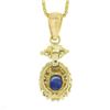 Image 5 : 14K Gold 0.85 ctw Sapphire & Diamond Halo Cluster Dangle Pendant w/ 20" Box Chai