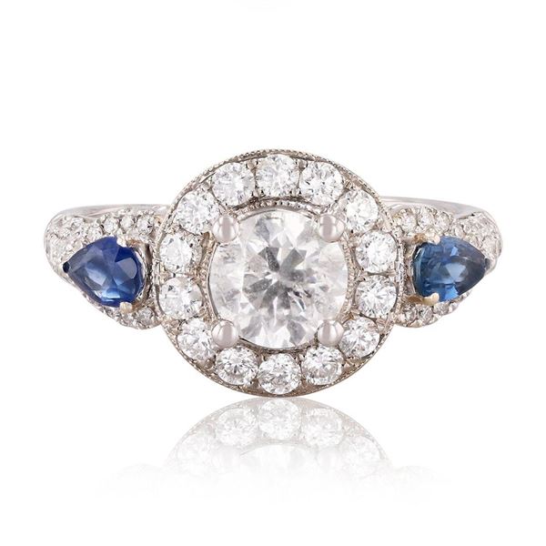 0.49 ctw Blue Sapphire and 1.63 ctw Diamond 18K White Gold Ring