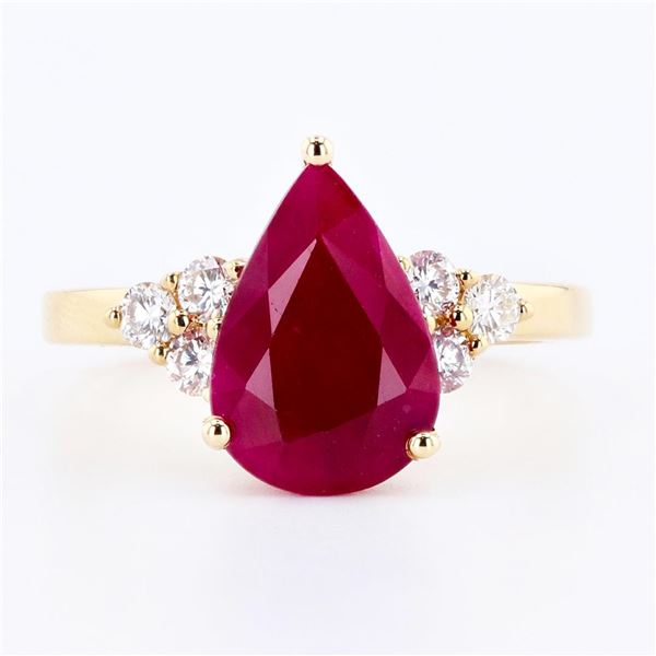 4.82 ctw Ruby and 0.41 ctw Diamond 14K Yellow Gold Ring