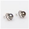 Image 3 : 13.0mm Black Tahitian Cultured Pearl and 1.68 ctw Diamond 14K White Gold Earring
