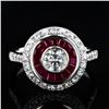Image 1 : 0.50 ctw SI3 CLARITY Diamond and 0.87 ctw Ruby Platinum Ring (1.20 ctw Diamonds)