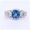 Image 2 : 1.61 ctw Aquamarine and 1.15 ctw Diamond 14K White Gold Ring