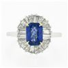 Image 5 : Platinum & 18k Gold GIA Burma NO HEAT Sapphire Baguette Diamond Ballerina Ring