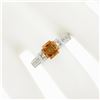 Image 5 : NEW 14K White Gold 2.67 ctw GIA Octagonal Orange Sapphire Diamond Engagement Rin