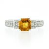 Image 6 : NEW 14K White Gold 2.67 ctw GIA Octagonal Orange Sapphire Diamond Engagement Rin