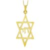 Image 2 : 14K Gold Reversible Large Dual Finish Star of David Chai Center Pendant Necklace