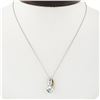 Image 1 : Petite 10K TT Gold Channel Blue Topaz Diamond Polished Overlap Pendant Necklace